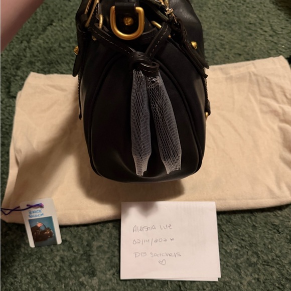 Dooney & Bourke Black Leather Satchel with Gold Accents - Picture 4 of 8